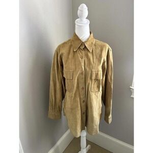 Vintage‎ Tan Suede Work Shirt Size Large